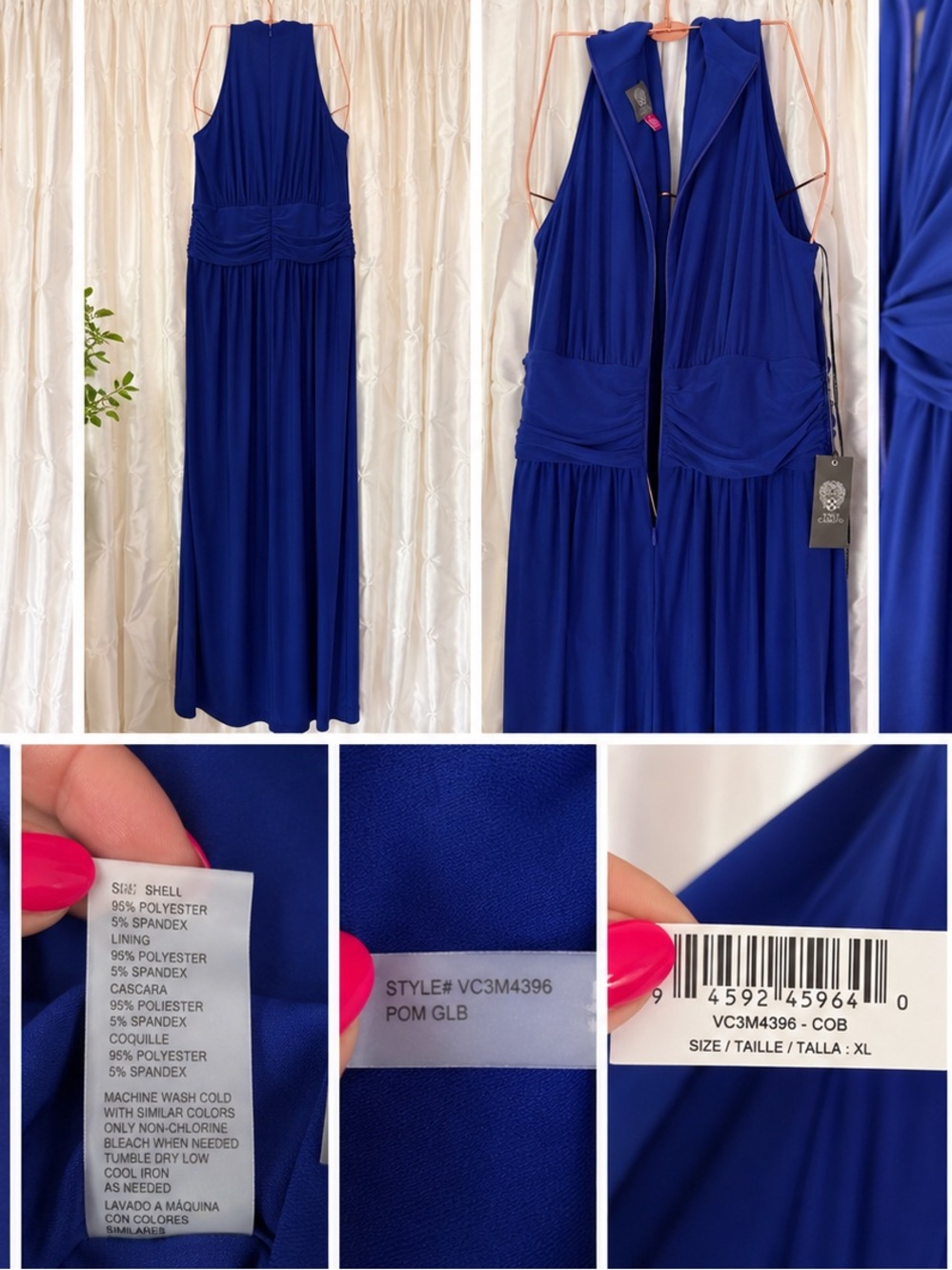Vince Camuto Royal Blue Sleeveless Maxi Dress with Gathered Waist